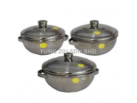 421A-16#16 18 20CM THICKENED BINAURAL BOWL WITH COVER THREE-PIECE SET(555)